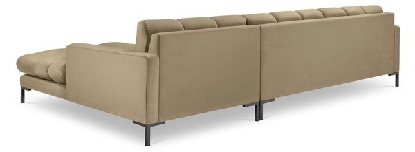 Бежов ъглов диван от кадифе , десен ъгъл Bali - Cosmopolitan Design