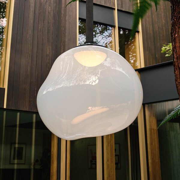Tom Dixon LED акумулаторна лампа за тераса Melt large, опал, 57 cm, Затъмняване, Бял, Пластмаса, Дизайн, Стояща сянка