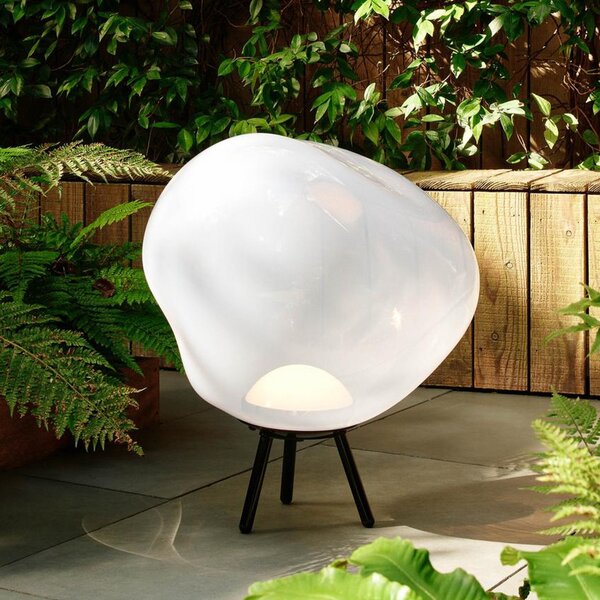 Tom Dixon LED акумулаторна лампа за тераса Melt large, опал, 57 cm, Затъмняване, Бял, Пластмаса, Дизайн, Стояща сянка