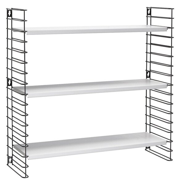 Черна триетажна етажерка с бели рафтове, широчина 70 cm Libro - Metaltex