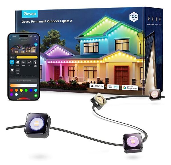 Govee - LED RGBIC гирлянд с насочени светлини, 30m, Wi-Fi, Matter, IP67