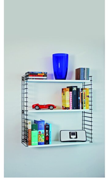 Черна триетажна етажерка с бели рафтове, широчина 70 cm Libro - Metaltex