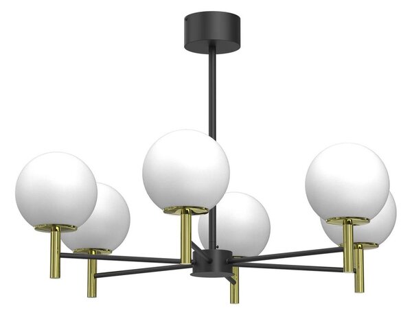 Висящ полилей AWINION 6xE27/15W/230V бял/златист/черен