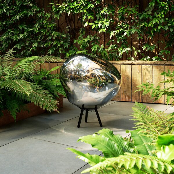 Tom Dixon LED акумулаторна лампа за тераса Melt large, сребриста, Затъмняване, Металик, Пластмаса, Дизайн, Стояща сянка