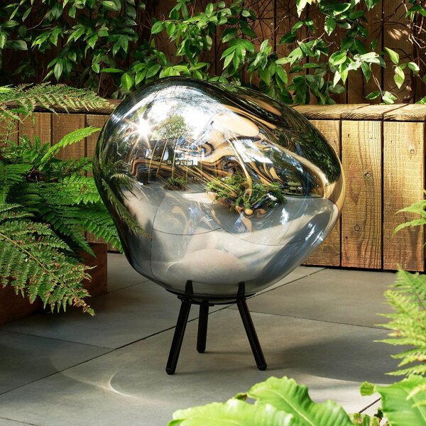 Tom Dixon LED акумулаторна лампа за тераса Melt large, сребриста, Затъмняване, Металик, Пластмаса, Дизайн, Стояща сянка