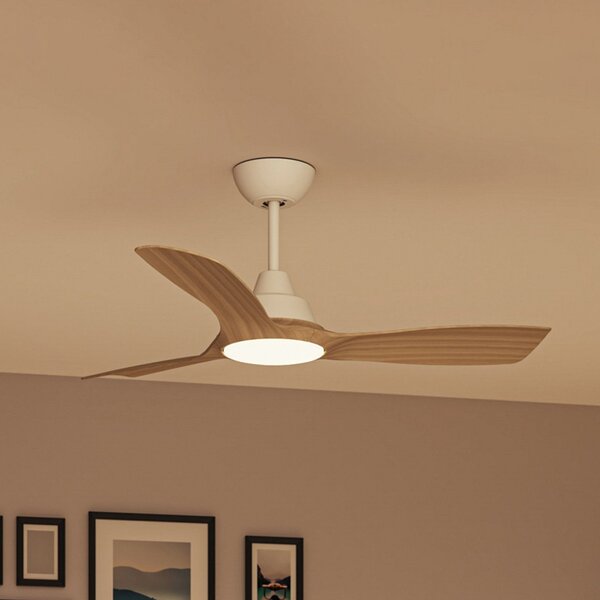 Philips LED вентилатор Olas, Ø 106 cm, кафяв/бял, безшумен, Затъмняване, Дърво, Дневна/трапезария, Пластмаса, Модерен