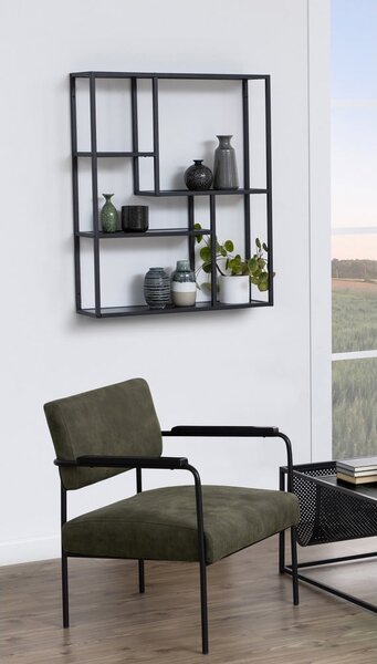 Черна стенна библиотека от декор от ясен 75x91 cm Seaford – Actona
