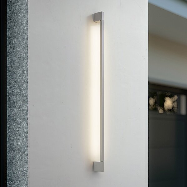Lindby LED външна стенна лампа Neano, 120 cm, каменно сива, IP54, Сив, Алуминий, Модерен
