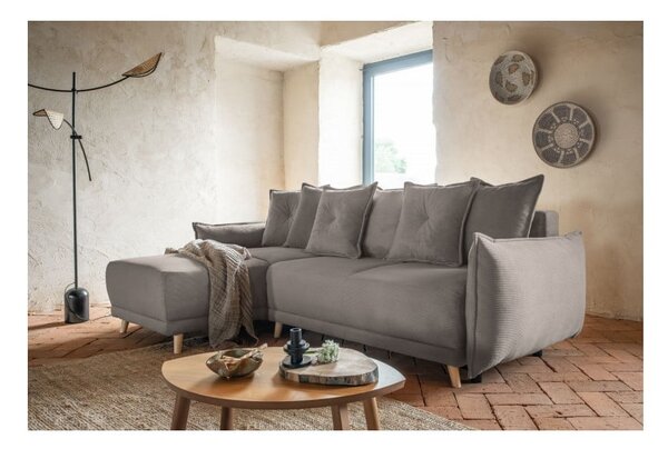 Светлокафяв велурен разтегателен диван (променлив) Lazy Lukka - Miuform