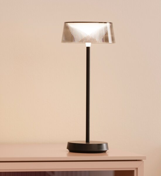 FH Lighting Schöner Wohnen LED акумулаторна настолна лампа Torre, IP44, димер, Затъмняване, Черен, Дневна/трапезария, Метал, Модерен