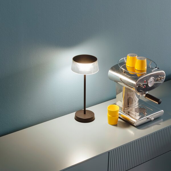 FH Lighting Schöner Wohnen LED акумулаторна настолна лампа Torre, IP44, димер, Затъмняване, Черен, Дневна/трапезария, Метал, Модерен