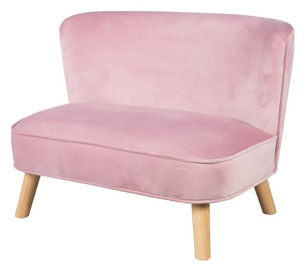 Детски диван от светлорозово кадифе 70 cm Lil Sofa - Roba