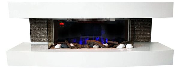 Електрически камини Paula среден бял ElectricSun, със звук, 10 цвята, WI-FI връзка с приложение, L120xH46x31см