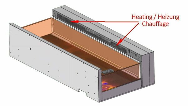 Тристранна електрическа камина ElectricSun VISTA среден, на стена, cвободно стоящ или за вграждане, със звук, 7 цвята, L153xH50cm