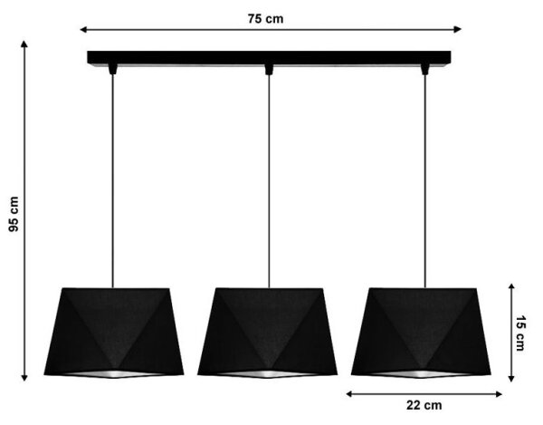 Полилей на верижка DIAMENT 3xE27/60W/230V черна