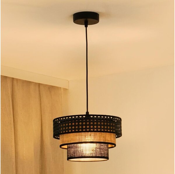 Brilagi - Полилей DAKOTA LUNETA 1xE27/15W/230V, Ø 25 см, черен/ратан