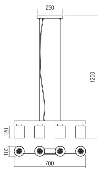 Redo 01-3986 - Пендел ROTIS 4xE27/15W/230V
