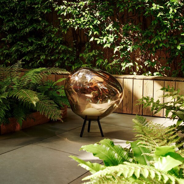 Tom Dixon LED акумулаторна лампа за тераса Melt large, златист цвят, Затъмняване, Злато / месинг, Пластмаса, Дизайн, Стояща сянка