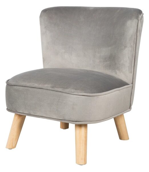 Светлосиво кадифено бебешко столче Lil Sofa - Roba