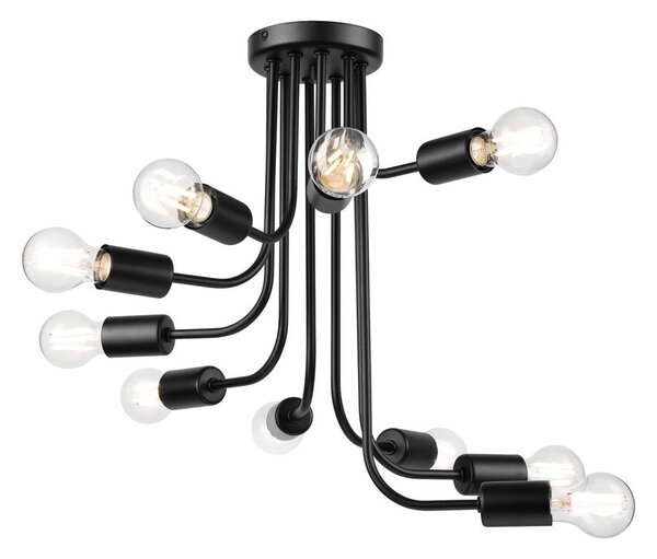 Полилей за повърхностен монтаж TRINITY 10xE27/15W/230V черен