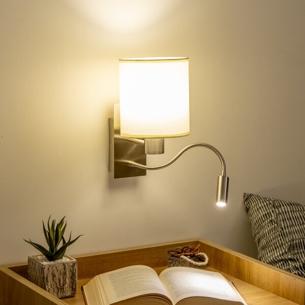 Brilagi -LED Гъвкав аплик NUBILA 1xE27/25W/230V+LED/3W матов хром/кремав