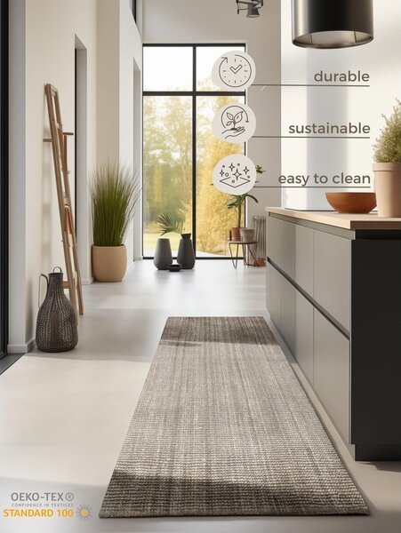 Кафяво-сива ютена пътека 80x200 cm Bouclé – Hanse Home