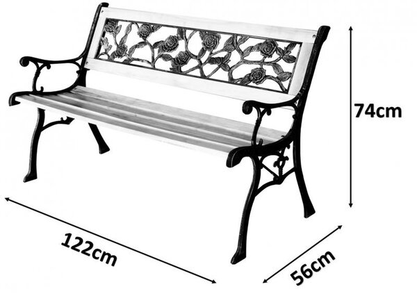 Градинска пейка 122 x 56 x 74 cm