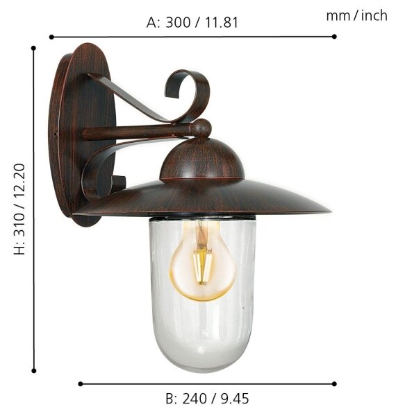 EGLO 83589 - Екстериорна Стенна лампа MILTON 1xE27/60W IP44
