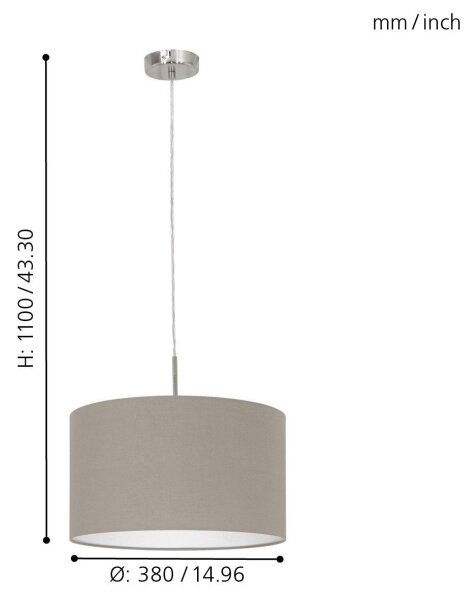 Eglo 31572 - Полилей на верижка PASTERI 1xE27/60W/230V