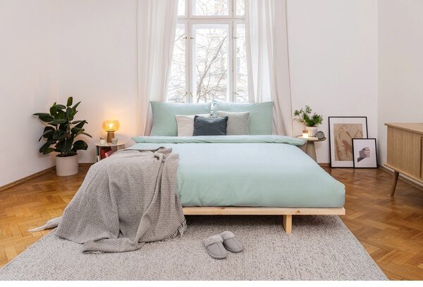 Зелено двойно спално бельо от микросатен 200x200 cm Basic – Bonami Essentials