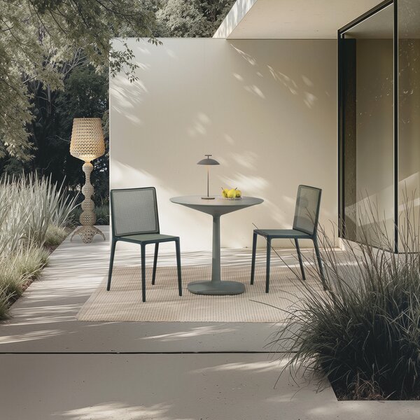 Kartell LED външна лампа Kabuki, сиво, IP44, с регулируема яркост, Затъмняване, Сив, Пластмаса, Дизайн