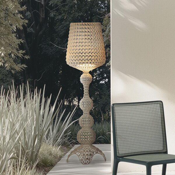 Kartell LED външна лампа Kabuki, сиво, IP44, с регулируема яркост, Затъмняване, Сив, Пластмаса, Дизайн