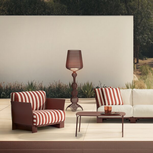 Kartell LED външна лампа Kabuki, червена, IP44, с регулируема яркост, Затъмняване, Червен, Пластмаса, Дизайн