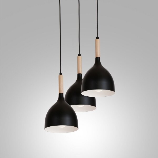 Пендел NOAK WOOD 3xE27/15W/230V черен/бук