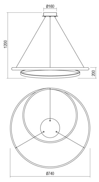 Redo 01-1796 - LED полилей на кабел TORSION LED/40W/230V бронзов