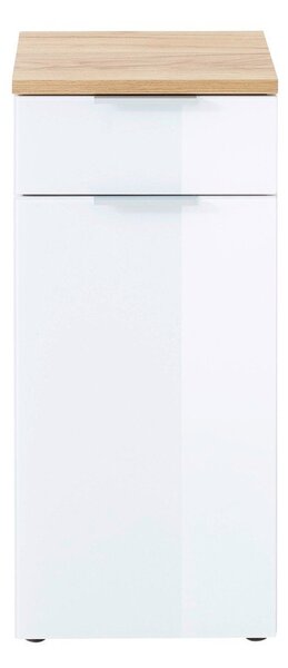 Дъбов нисък шкаф за баня в бял\естествен цвят 39x86 cm Pescara - Germania