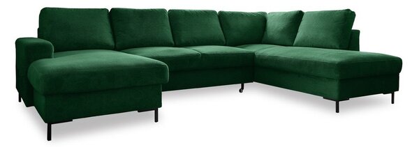 Тъмнозелен разтегателен ъглов диван от рипсено кадифе (десен ъгъл) Lofty Lilly – Miuform