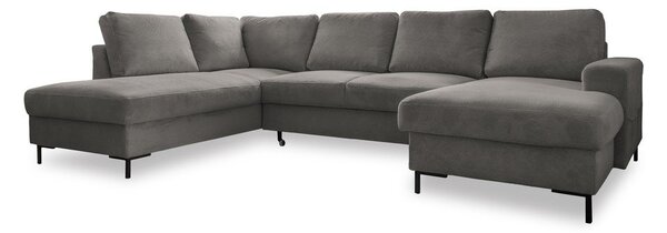 Сив разтегателен ъглов диван от рипсено кадифе (ляв ъгъл) Lofty Lilly – Miuform