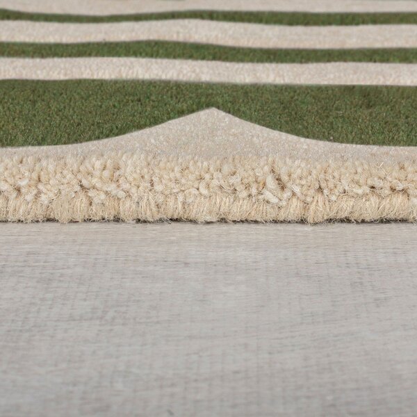 Ръчно изработен вълнен килим в зелен и естествен цвят 120x170 cm Lois Scallop – Flair Rugs