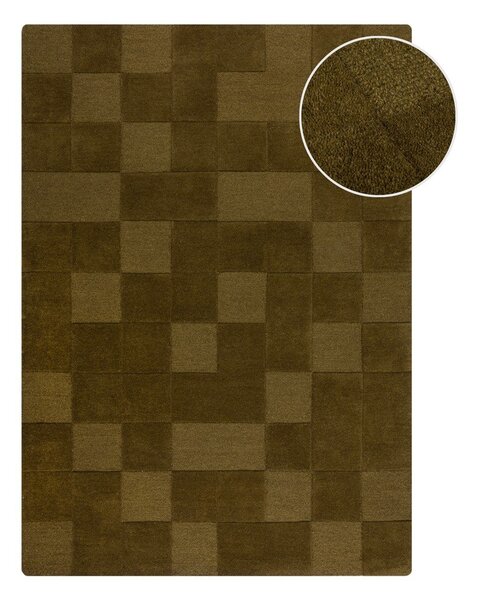 Ръчно изработен вълнен килим в цвят каки 120x170 cm Checkerboard – Flair Rugs