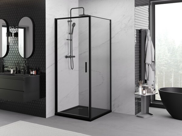 Mexen Exo-B люлееща се душ кабина 90 x 90 см, прозрачна, черна - 817-090-090-70-00