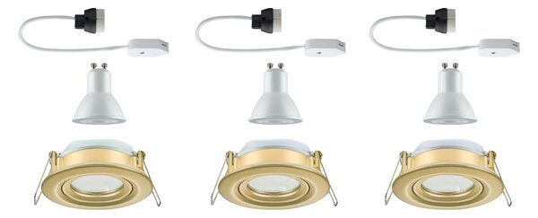 Paulmann Вграден LED прожектор Nova, комплект от 3 броя, златист, с възможност, Затъмняване, Злато / месинг, Баня, Алуминий, Модерен, Осветителни тела за вграждане кръгли