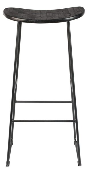 Черен бар стол от масивно тиково дърво (височина на седалката 76 cm) Tangle – White Label