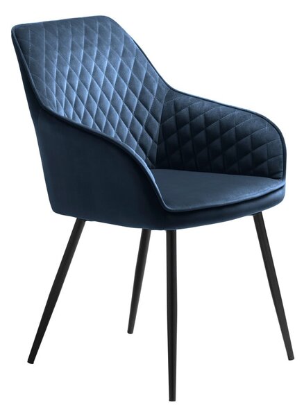 Син тапициран трапезен стол с подлакътници Milton – Unique Furniture