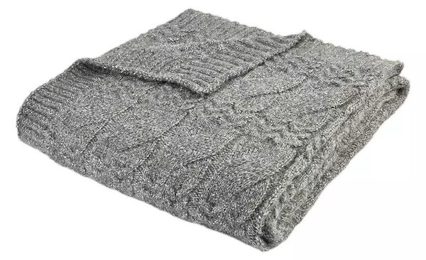 Сиво плетено одеяло 150x200 cm Cable Knit – Bianca