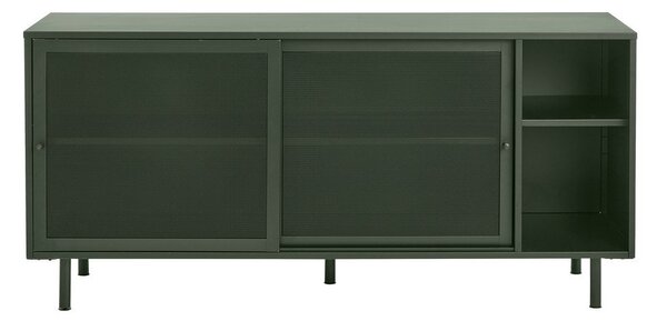 Тъмнозелен метален нисък скрин с плъзгащи се врати 160x75 cm Veep – Unique Furniture