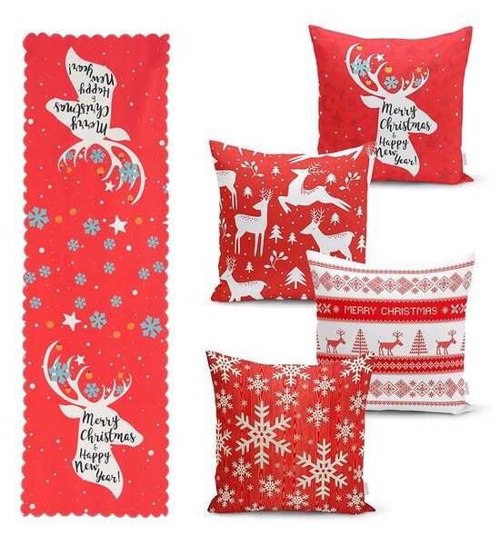 Комплект от 4 коледни калъфки за възглавници и покривка за маса Joy - Minimalist Cushion Covers