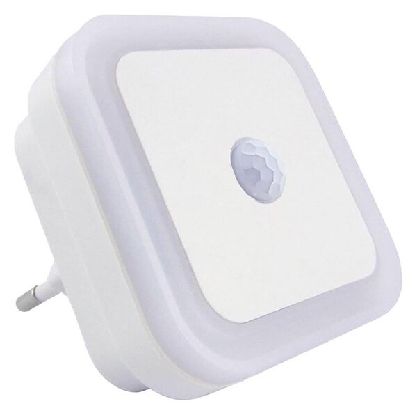 LED нощна лампа с датчик за движение и за здрач, LED/0,5W/230V, бяла