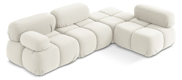 Бял кадифен модулен ъглов диван (десен ъгъл) Lokua – Makamii