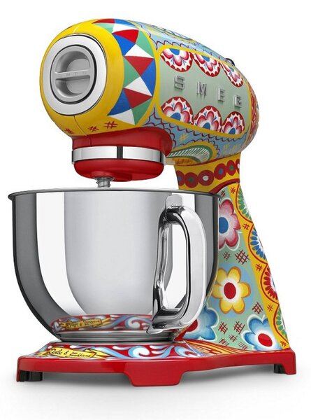 Планетарен миксер SMEG Dolce & Gabbana SMF03DGEU, 800 W, 4.8 л, 10 скорости, Функция за плавен старт, Крачета против хлъзгане, Многоцветен